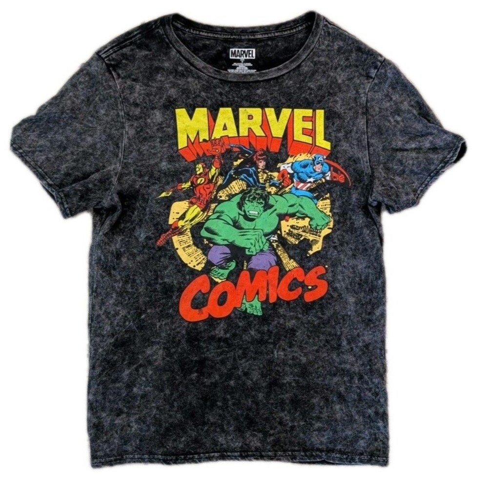 Marvel Comics T Shirt Mens Medium Graphic Tee Hulk Iron Man Captain America